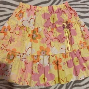 Yellow/Pink/White Flowery Floral Girls Flowy Skirt